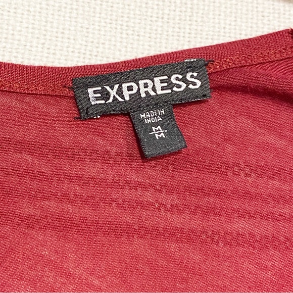 Express Woman’s Red Over Sized Tee, 3/4 Sleeve, with Collar Strap, Size M - Picture 3 of 4